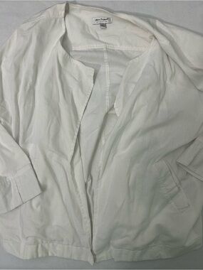White Relaxed Shirt Jacket Blazer - White